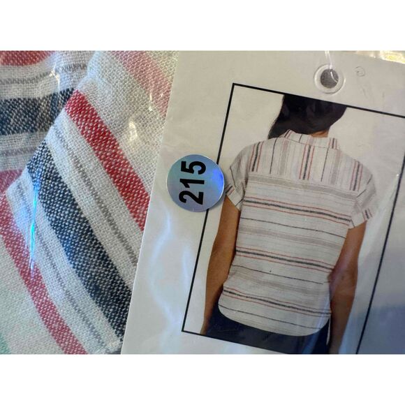 Weatherproof Vintage Linen Tie Top - Size Small, Rio Red Stripe - 215S - Picture 5 of 5